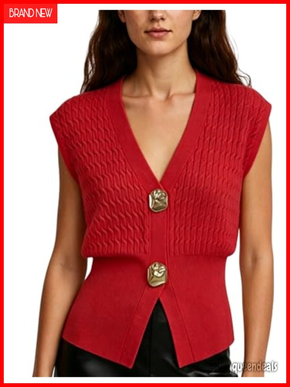 Cable Knit Sweater Vest Sleeveless V Neck Pullover Cardigan